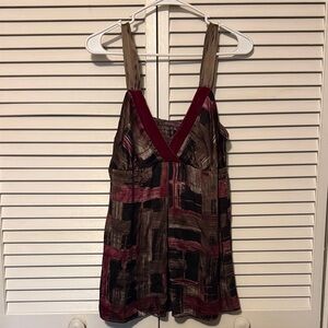 Hale Bob Brown and Maroon Patterned V-Neck Camisole